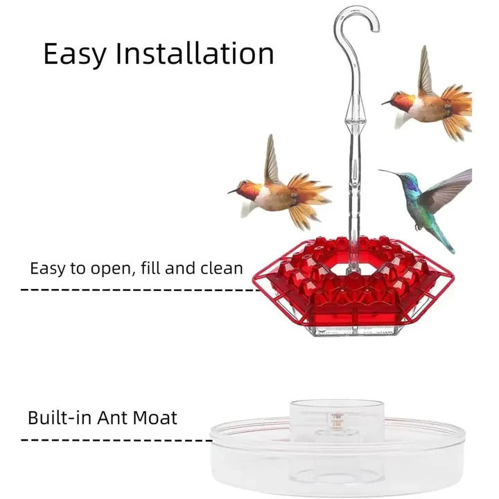 Hanging Hummingbird Feeder with Ant Guard and Resting Perch