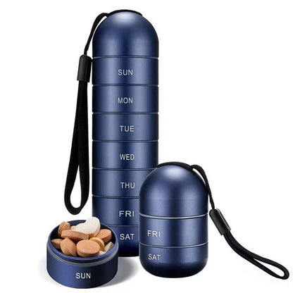 Durable Aluminum Pill Organizer Box, Seven Day Travel Container