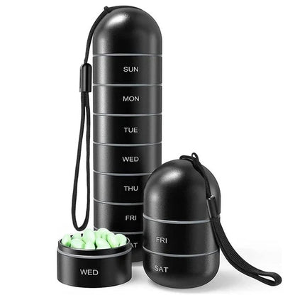 Durable Aluminum Pill Organizer Box, Seven Day Travel Container