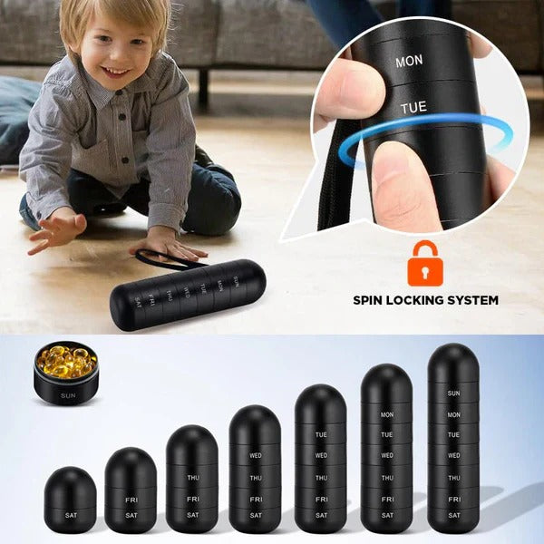 Durable Aluminum Pill Organizer Box, Seven Day Travel Container