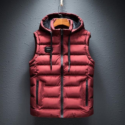 Basic Hooded Puffer Vest Plain Design