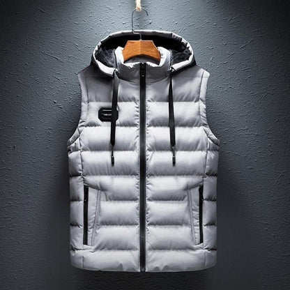 Basic Hooded Puffer Vest Plain Design