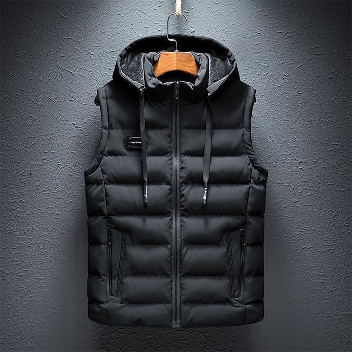 Basic Hooded Puffer Vest Plain Design