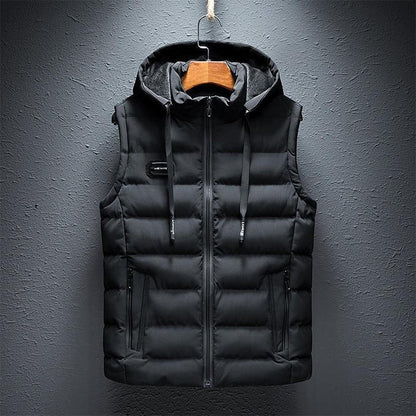 Basic Hooded Puffer Vest Plain Design