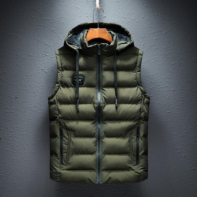 Basic Hooded Puffer Vest Plain Design