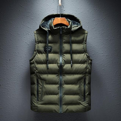 Basic Hooded Puffer Vest Plain Design