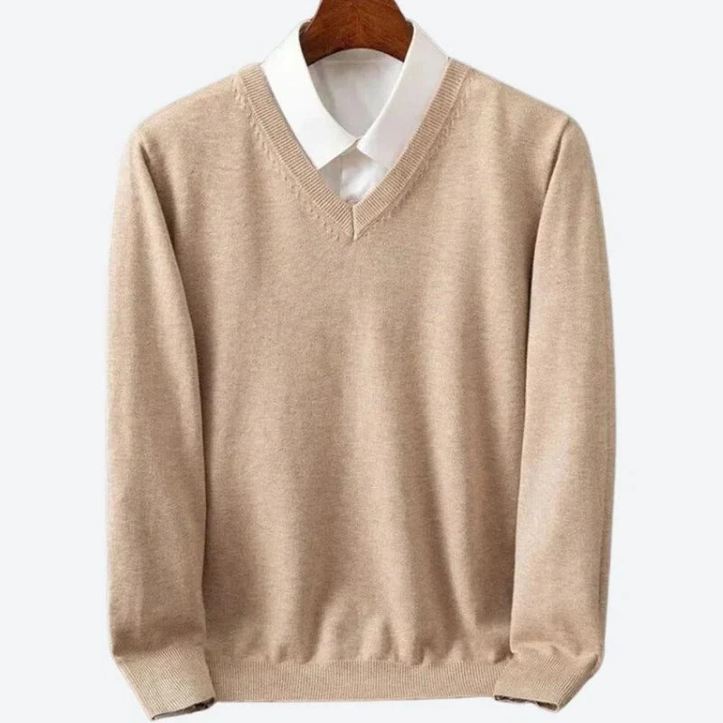 Mens Round Neck Knit Sweater with Light Stretch in Five Colors and Sizes S to 3XL