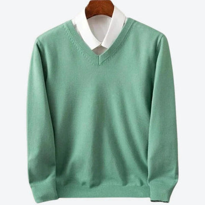 Mens Round Neck Knit Sweater with Light Stretch in Five Colors and Sizes S to 3XL