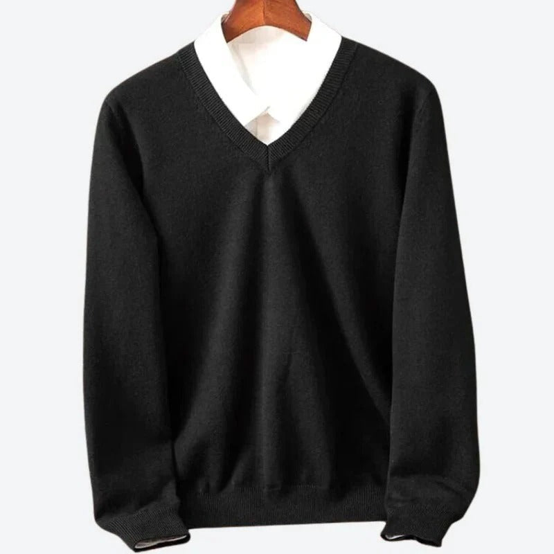 Mens Round Neck Knit Sweater with Light Stretch in Five Colors and Sizes S to 3XL