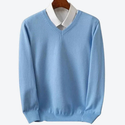 Mens Round Neck Knit Sweater with Light Stretch in Five Colors and Sizes S to 3XL