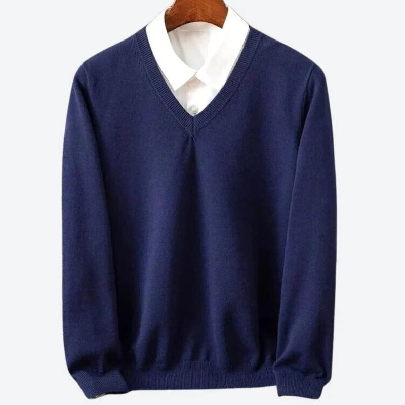 Mens Round Neck Knit Sweater with Light Stretch in Five Colors and Sizes S to 3XL
