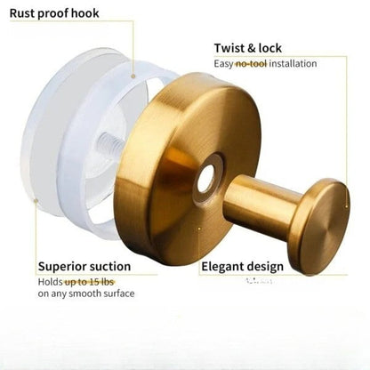 Suction Cup Hooks with Twist Lock Seal and 10 lb Capacity for Bathrooms
