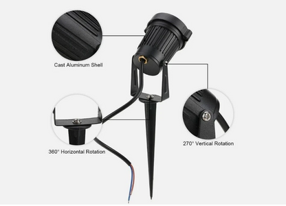 10Pcs LED Low Voltage 12V 5W Landscape Light 3000K Garden Outdoor Spotlight IP65 allveramart