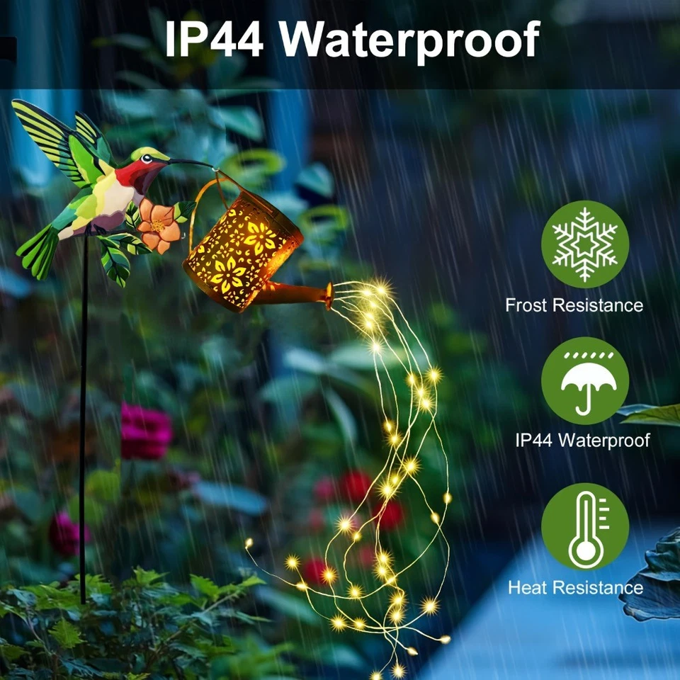 Solar Hummingbird Garden Lantern with Floral Design IP44 Outdoor Yard Decor allveramart