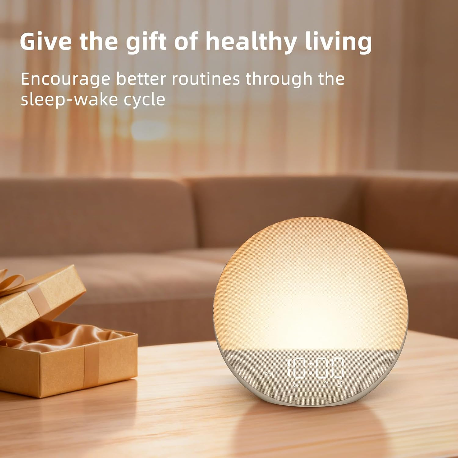 Sunrise Alarm Clock White Noise Machine: Natural Wake Up Light - Dimmable Clock with Bluetooth Speaker for Bedroom - 25 Sleep Sounds for Baby Adults Kids Putty allveramart