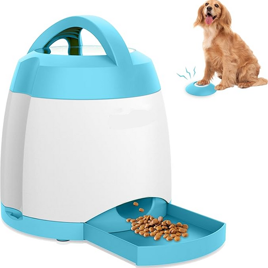PETGEEK Dog Treat Dispenser with Button, Automatic Dog Feeder with Remote Control and Dual Power Supply, Dogs Puzzle Toys and Interactive Pet Stimulation Toys for Indoor or Outdoor Play(Green) allveramart