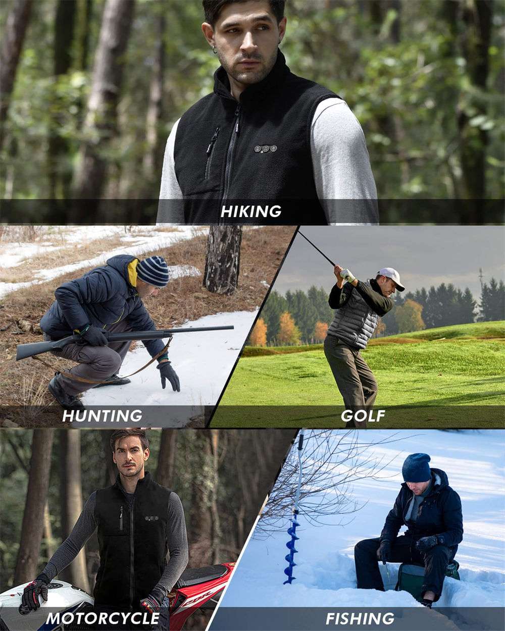 Rechargeable Heated Vest and Beanie Hat Set with 8 Heating Zones for Cold Weather