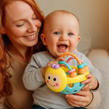 Textured Teething Ball with Movable Rings and Sensory Surfaces