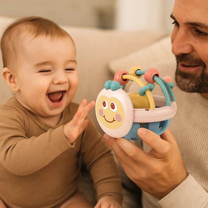 Textured Teething Ball with Movable Rings and Sensory Surfaces