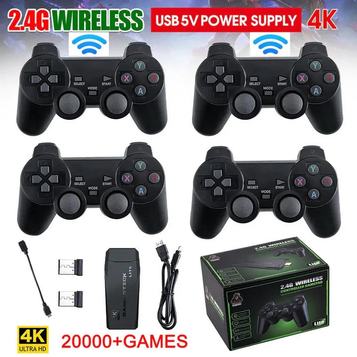 Retro Game Stick Console, 64GB 4K HDMI Output with 2 Wireless Controllers