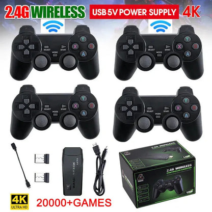 Retro Game Stick Console, 64GB 4K HDMI Output with 2 Wireless Controllers