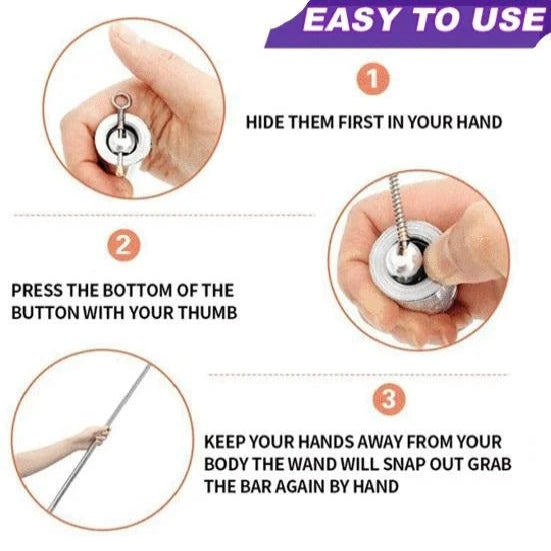 Stainless Steel Metal Pole, Silver Finish, Expanding Magic Wand