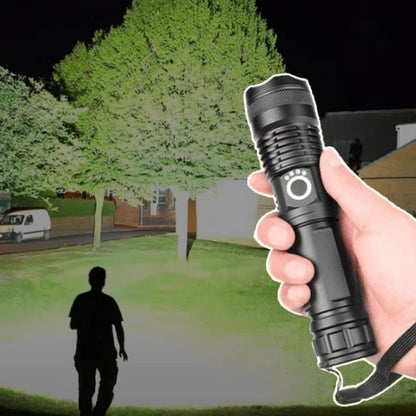 Rechargeable XHP502 LED Tactical Flashlight with Bright Beam