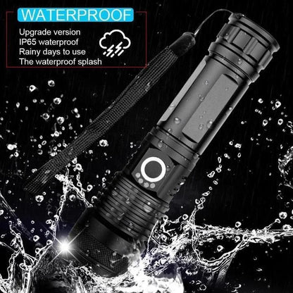 Rechargeable XHP502 LED Tactical Flashlight with Bright Beam