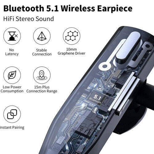 Hands-Free Wireless Bluetooth Headset with Dual Microphones