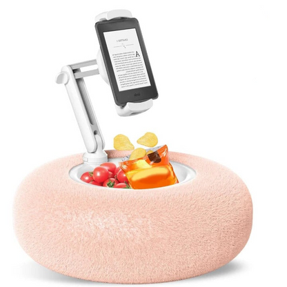 Bed Reading Pillow, Plush Fabric with Integrated Phone Holder
