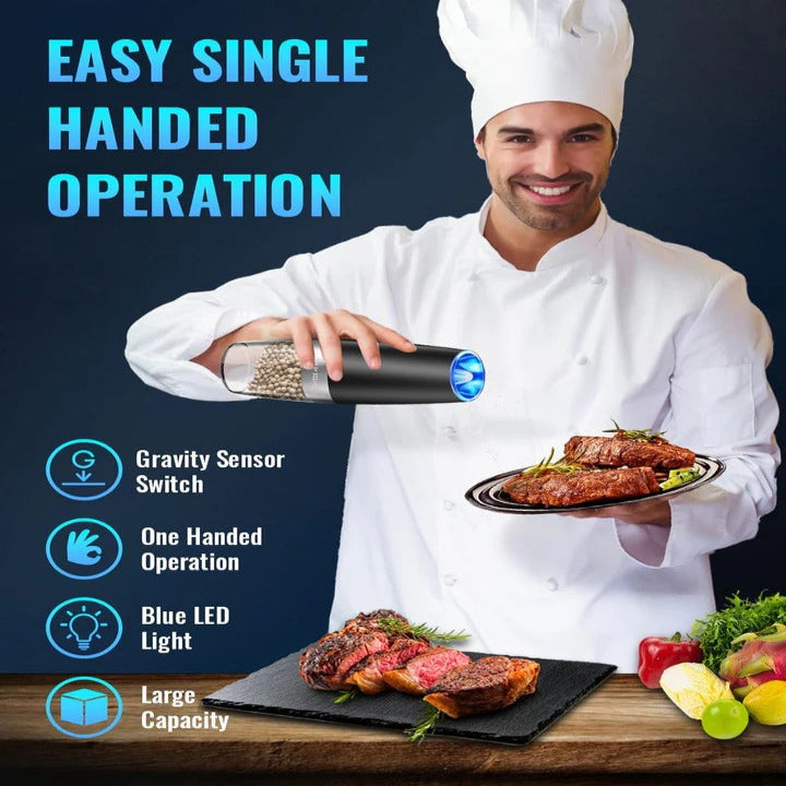 Electric Pepper Grinder and Salt Shaker Mill, Set of 2