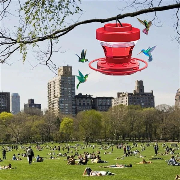 Hanging Bird Feeder Red for Hummingbirds with Built In Perch