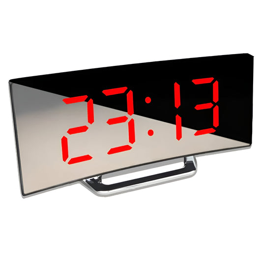 Curved LED Digital Clock, Minimalist Display for Desk