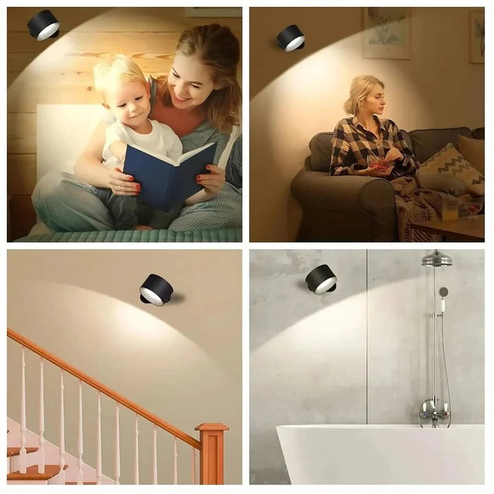 Rotating Wall Lamp, Cordless LED for Home