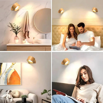 Rotating Wall Lamp, Cordless LED for Home