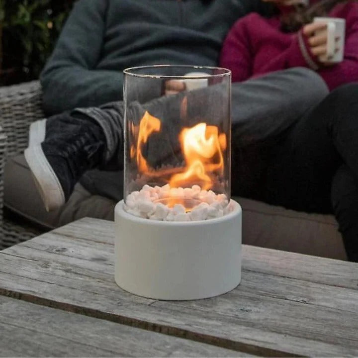 Glass Table Fireplace, Small and Portable