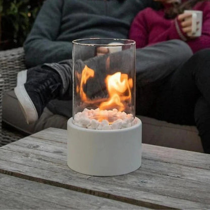 Glass Table Fireplace, Small and Portable