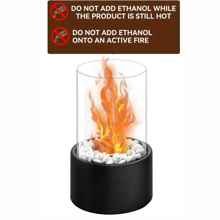Glass Table Fireplace, Small and Portable