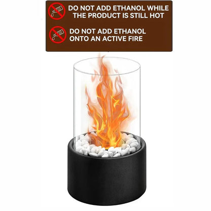 Glass Table Fireplace, Small and Portable