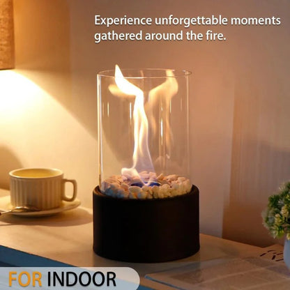 Glass Table Fireplace, Small and Portable