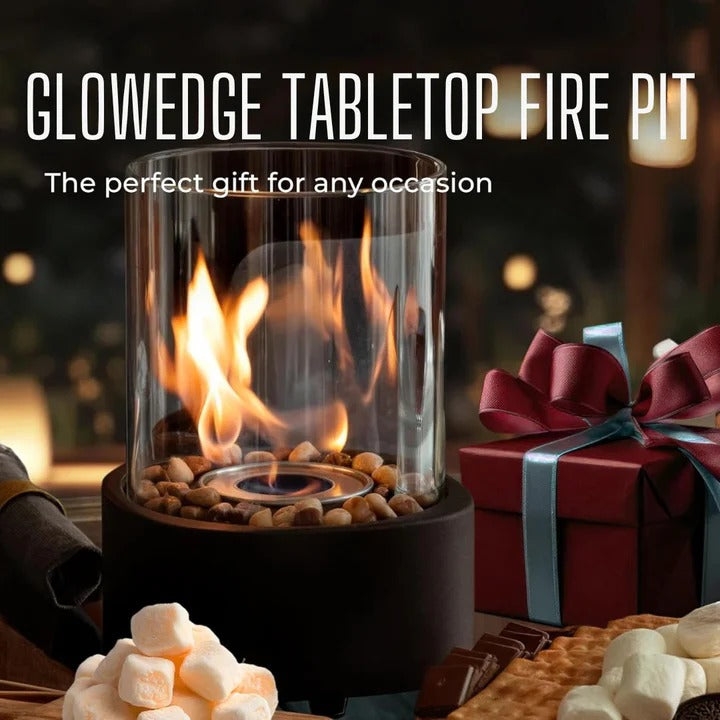 Glass Table Fireplace, Small and Portable