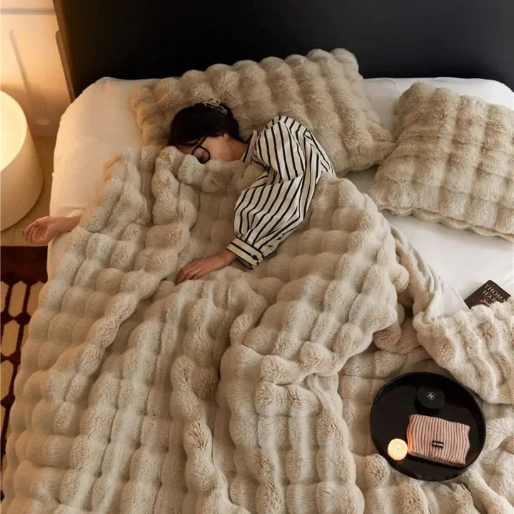 Textured Blanket for Bed or Sofa, Decorative Home Throw