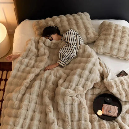 Textured Blanket for Bed or Sofa, Decorative Home Throw