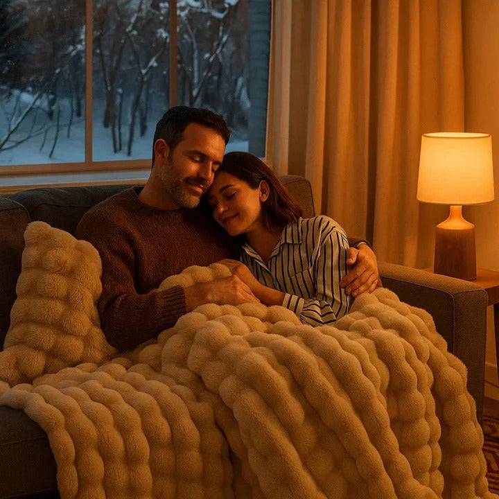 Textured Blanket for Bed or Sofa, Decorative Home Throw