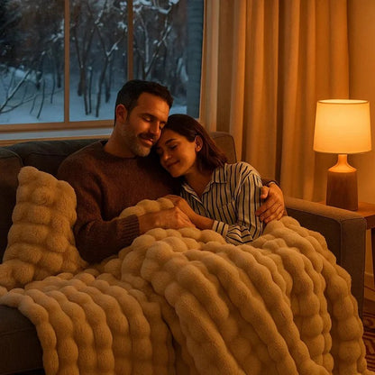 Textured Blanket for Bed or Sofa, Decorative Home Throw