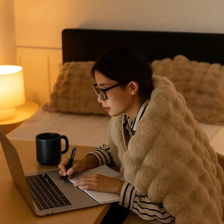 Textured Blanket for Bed or Sofa, Decorative Home Throw