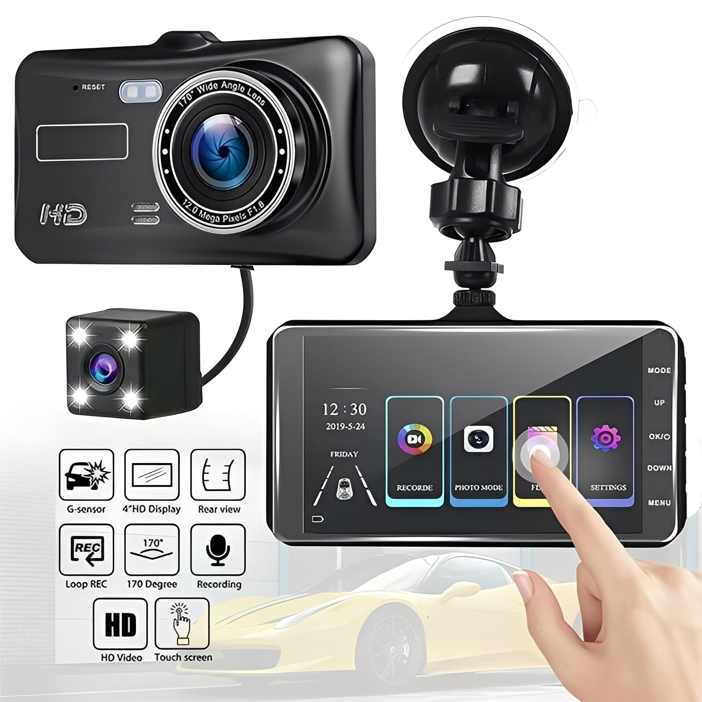 HD Car Recorder, 1080P Dashboard Camera for Vehicles