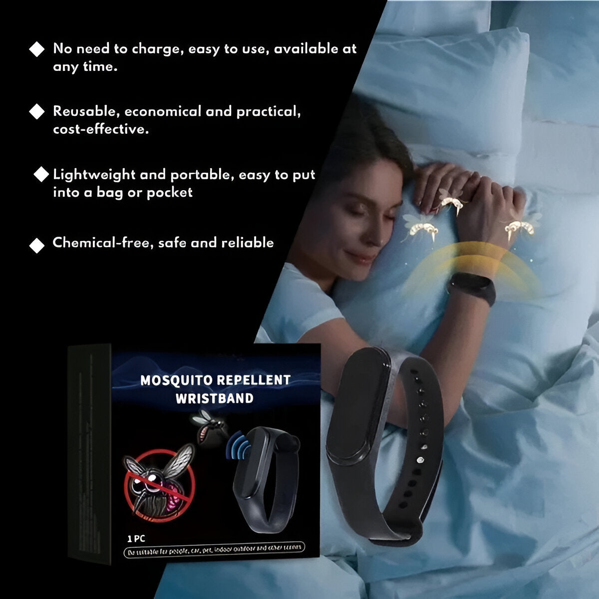 Natural Insect Repellent Wristband, Mosquito Protection Bracelet