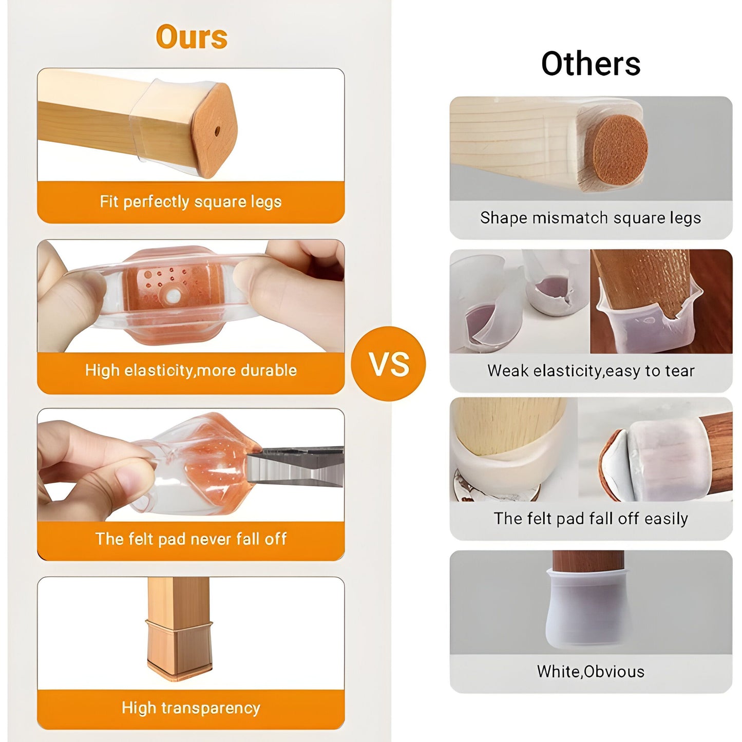 Silicone Protectors for Square Furniture Legs