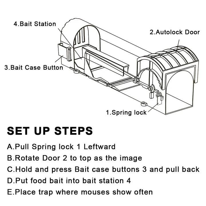 Reusable Rodent Trap with Locking Mechanism
